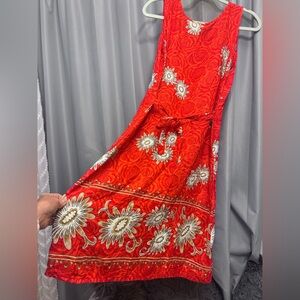 Just Cruising-boho dress floral rayon red no size S-M